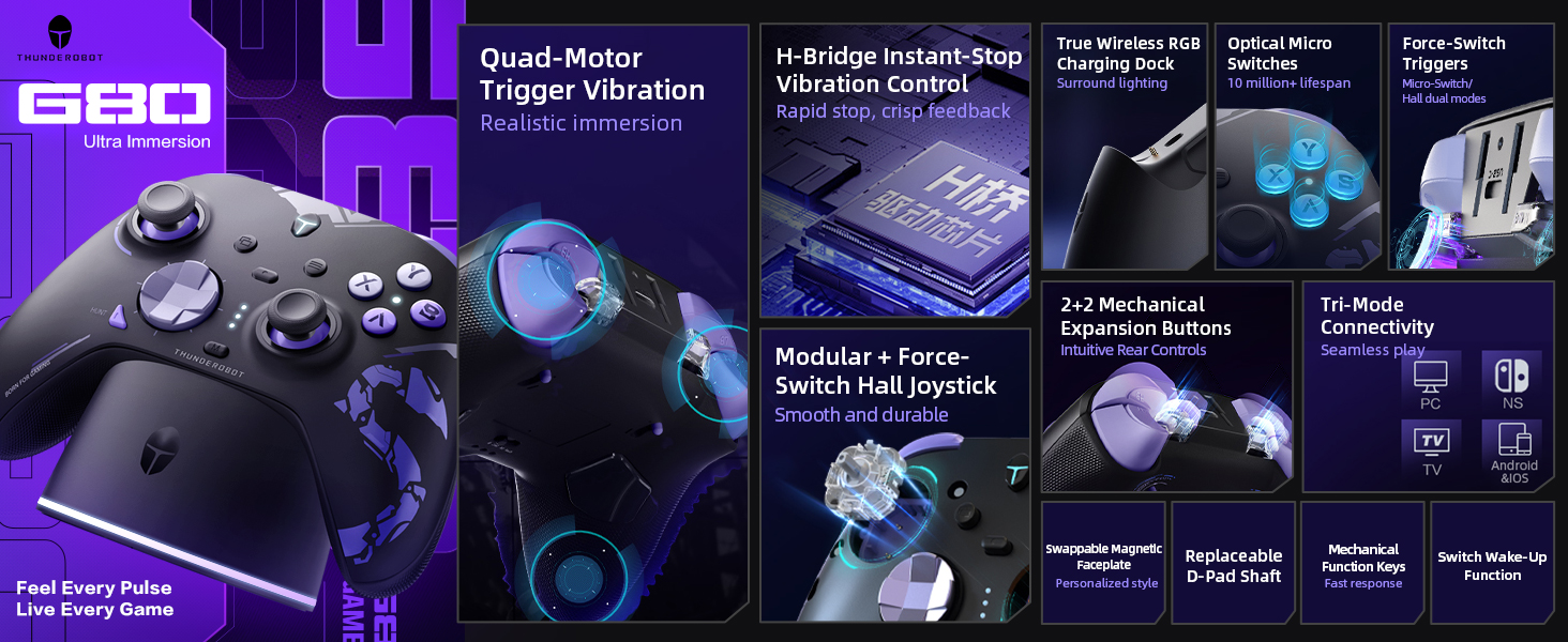 サンダーロボット G80 Elite Gaming Xbox コントローラー新品 Thunderobot G80 Ultimate Gamepad Wired/2.4G/Bluetooth Tri